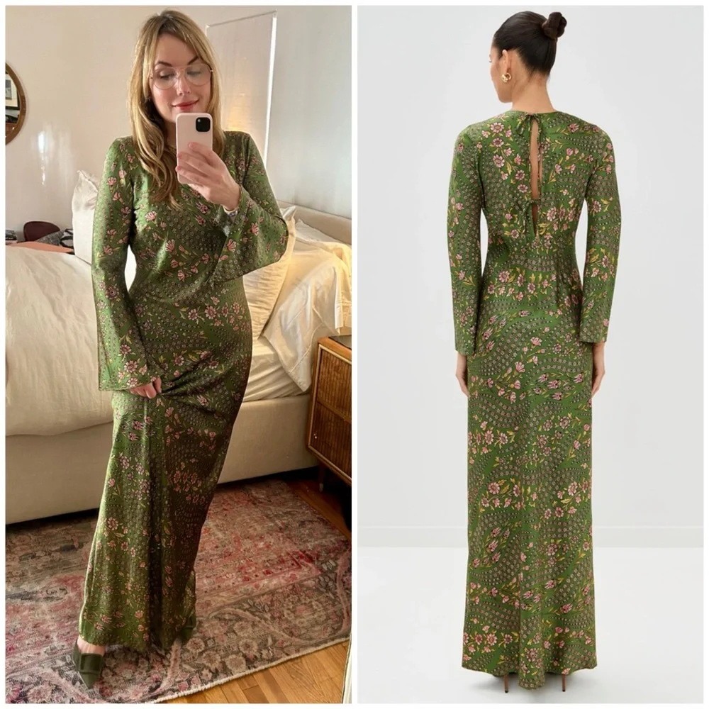 VERONICA BEARD Gemma Maxi Green Floral Dress SZ US 2 - Picture 2 of 9